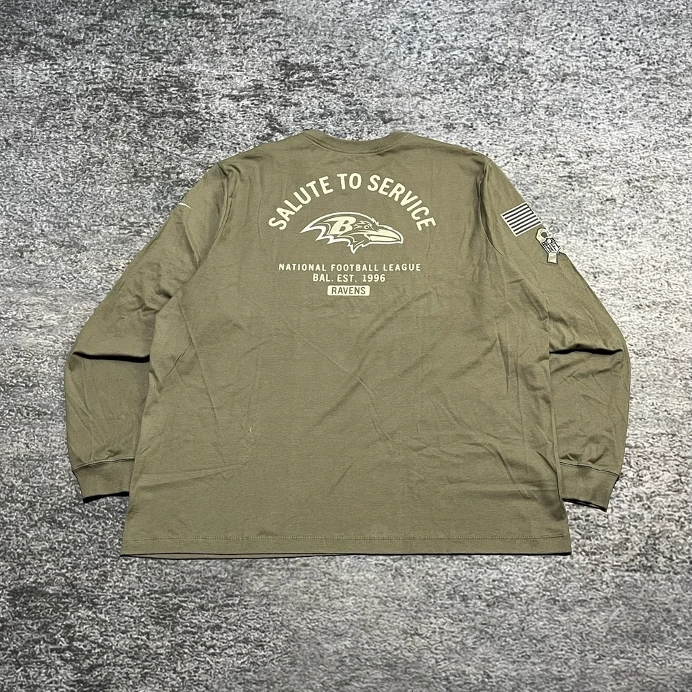 NWT Nike Baltimore Ravens Salute To Service Long Sleeve Shirt Mens XXL Green NFL